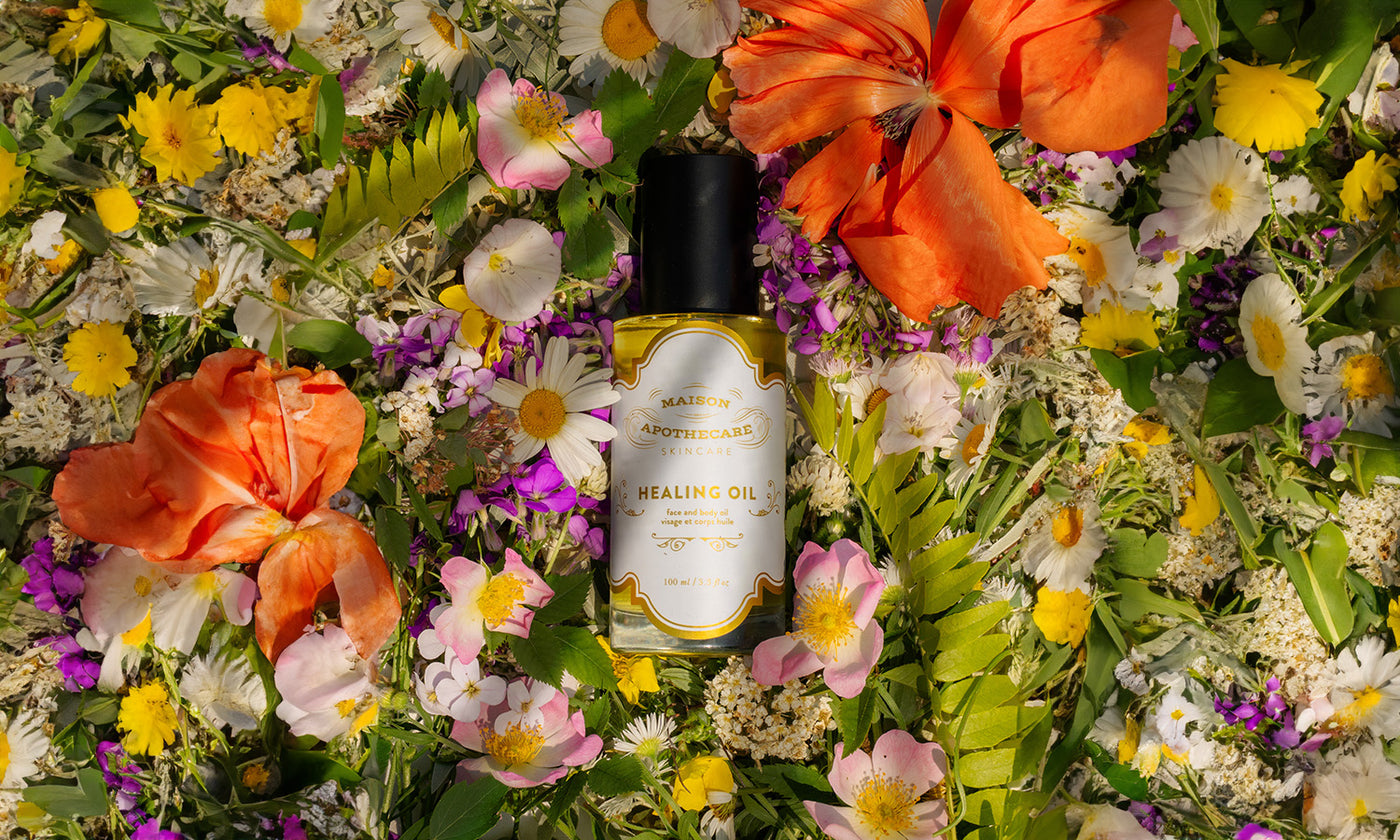 Healing Oil among wildflowers